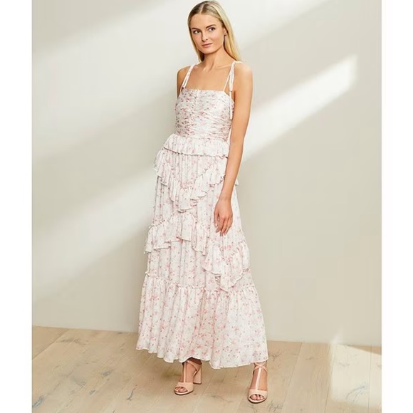 NWT ANTONIO MELANI Catalina Square Neck Crinkled Chiffon Sleeveless Maxi Dress - Picture 3 of 14